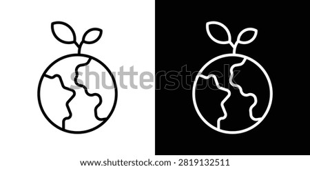 Eco-friendly icon linear graphics set.