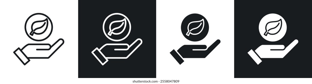 Eco-friendly icons pack in black and white filled and outlined versions.