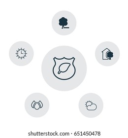 Eco-Friendly Icons Set. Collection Of Guard Tree, Aqua, Delete Woods And Other Elements. Also Includes Symbols Such As Clock, Clear, Remove.