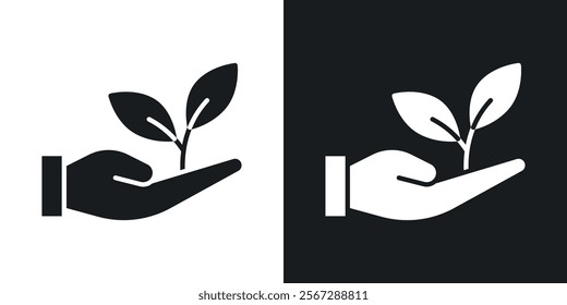 Eco-friendly icons in solid black and white colors