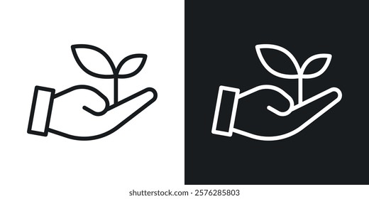 Eco-friendly icons in thin black and white stroke liner style