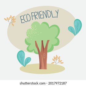 ecofriendly illustration with tree and leaves