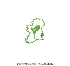 Eco-friendly Ireland map symbolizing renewable energy and sustainability for green projects and initiatives.