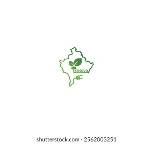 Eco-friendly Kosovo map symbolizing renewable energy and sustainability for green projects and initiatives.