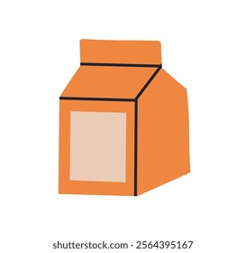 Eco-friendly kraft box pack. Biodegradable carton package for milk, beverages, dairy products. Recyclable natural cardboard container for drink. Flat vector illustration isolated on white background