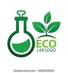 Eco-friendly laboratory logo design featuring a flask and sprout.