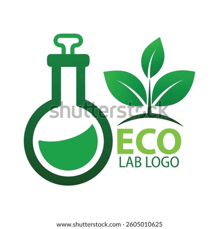 Eco-friendly laboratory logo design featuring a flask and sprout.