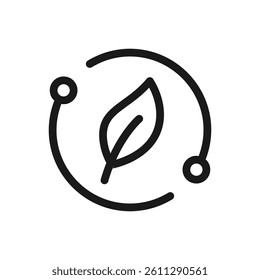 Eco-Friendly Leaf and Circle Icon. Representing sustainability, and organic concepts