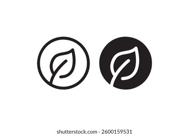 Eco-Friendly Leaf Icon in Circle Vector