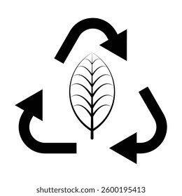 Eco-friendly leaf recycling for green nature icon. Restore the green plants to save the world icon illustration.