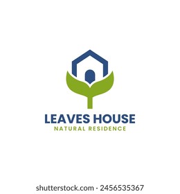 Eco-friendly Leaves House Logo on white background.