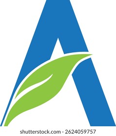 Letra ecológica A Logo con hoja