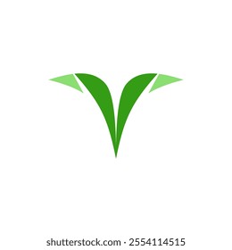 Eco-friendly letter v logo with green leaf design, ideal for natural, organic, and sustainability-focused brands.
