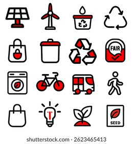 Eco-Friendly Lifestyle Icons Sustainability Symbols Collection