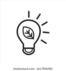 Eco-friendly light bulb icon with leaf, symbolizing sustainable energy