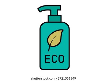 Botella de jabón líquido ecológica con dispensador y símbolo de hoja natural para el cuidado personal