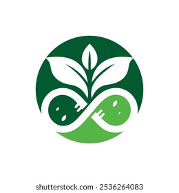 Diseño de logotipo ecológico con Elementos de hojas y enchufes