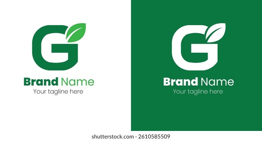 Eco-Friendly Logo Design Letter G with Leaf. G letter logo design with leaf. organic healthy fresh green logo design vector
