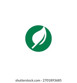 Umweltfreundliches Logo von Green Leaf O Symbol für Naturprodukt-Unternehmen. Einzeln auf weißem Hintergrund.
