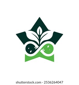 Eco-Friendly Logo with Leaf and Power Symbol Design