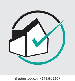 Eco-friendly minimalist home logo on gray background