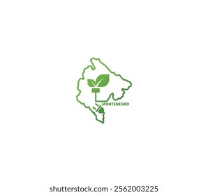 Eco-friendly Montenegro map symbolizing renewable energy and sustainability for green projects and initiatives.