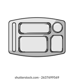 ecofriendly multi section meal tray cartoon. plastic stainless, leakproof microwaveable, dishwasher insulated ecofriendly multi section meal tray sign. isolated symbol vector illustration