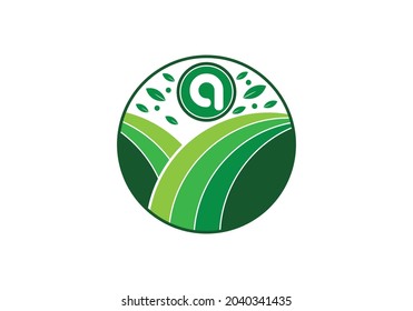 Diseño del logotipo de la letra "a" Natural Inicial ecológico