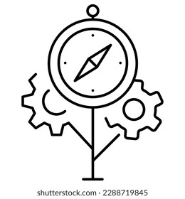 Umweltfreundliche Navigation, Nachhaltige Pfadfindung, Nachhaltigkeitsrichtung, Umweltbewusste Richtung, Grüne Führung, Vektorsymbol mit bearbeitbarem Schlaganfall.