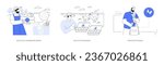 Eco-friendly packaging for farm products abstract concept vector illustration set. Recycled cardboard boxes, egg eco packaging, sustainable food perforated bags, ecology care abstract metaphor.
