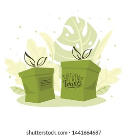 Eco-friendly packaging. Hand drawn vector illustration of zero waste life, reusable product packaging. EPS 10