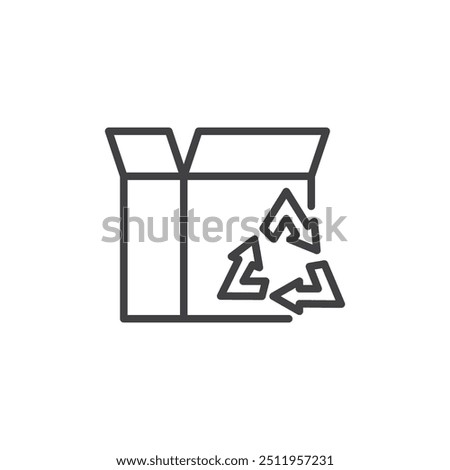 Eco-Friendly Packaging line icon. linear style sign for mobile concept and web design. Cardboard box with the recycling symbol outline vector icon. Symbol, logo illustration. Vector graphics