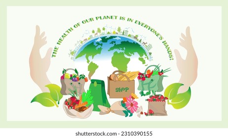 Eco-friendly packaging no plastic.A collection of sustainable, reusable items and packaging. Conscious consumption. Zero Waste, glass jars, eco bags, string bag, wooden cutlery, brushes, menstrual.