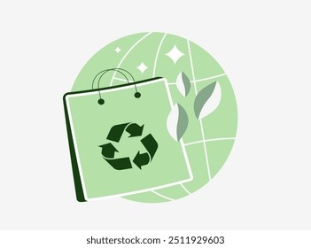 Eco-friendly packaging with sustainable materials, green nature packaging with zero-waste, biodegradable, and recyclable. Plastic-free, environmentally friendly and nature-inspired vector illustration