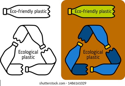 Eco-friendly plastic bottles. Logo recycling plastic. Nature conservation