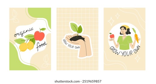 Eco-Friendly Poster Set, Organic Food, Grow Your Own, Sustainable Living