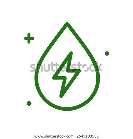 Ecofriendly power symbol with water droplet. Icon symbol illustration