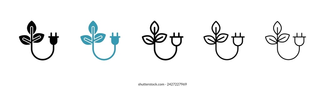Eco-Friendly Power Vector Icon Set. Sustainable energy vector symbol for UI design.