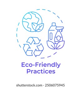 Eco-friendly practices blue gradient concept icon. Sustainable cleaning products. Ecology preservation, ecosystem. Round shape line illustration. Abstract idea. Graphic design. Easy to use