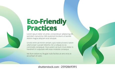 Eco-friendly Practices concept. presentation templates corporate business annual report layout. abstract green leafs with line gradient clean look vector template 