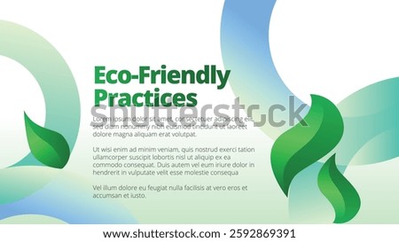 Eco-friendly Practices concept. presentation templates corporate business annual report layout. abstract green leafs with line gradient clean look vector template 