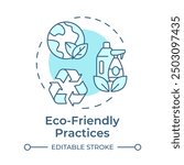 Eco-friendly practices soft blue concept icon. Sustainable cleaning products. Ecology preservation, ecosystem. Round shape line illustration. Abstract idea. Graphic design. Easy to use