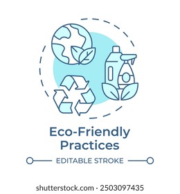 Eco-friendly practices soft blue concept icon. Sustainable cleaning products. Ecology preservation, ecosystem. Round shape line illustration. Abstract idea. Graphic design. Easy to use