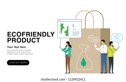 Eco-Friendly Products Concept - Modern Style With Colour Transition. Can Use For Web, Landing Page, Infographics, Editorial, Commercial Use And Others. Vector.