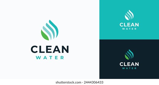 Eco-friendly pure water drop and leaf shape technology vector logo design with modern, simple, clean and abstract style.