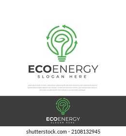 Eco-friendly recycled green energy light bulb logo, symbol, icon,Caring for the environment,Environmentally friendly, world environment day vector design template