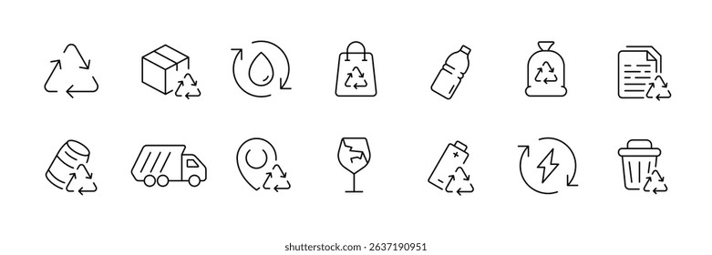 Eco-friendly recycling icons collection for sustainable design projects