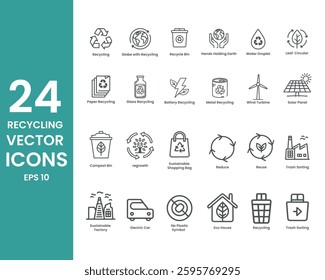 Eco-Friendly Recycling Icons Set,recycling, waste management, trash container, garbage disposal unit, clean energies, trash,recycling icons, eco-friendly design, sustainability symbols, green energy