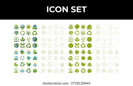 Eco-Friendly and Renewable Energy Icon Set
