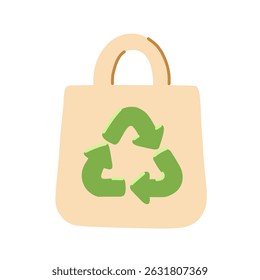An EcoFriendly Reusable Tote Bag featuring a Recycling Symbol for sustainable shopping needs Vector illustration